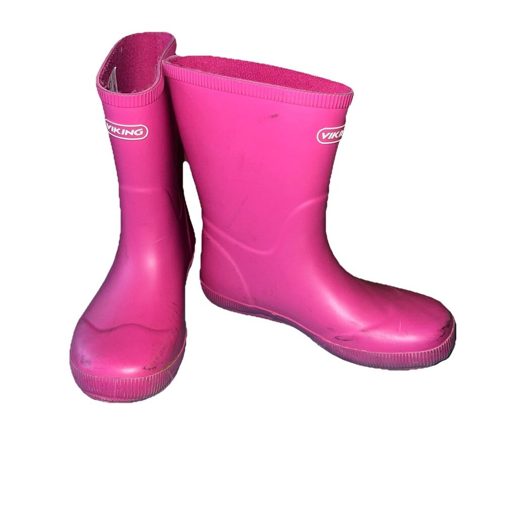 Viking Classic Indie Rubber Rain Boot Pink Fuchsia 33 Kids 1
